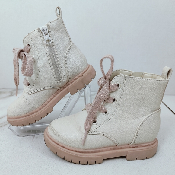 Cat & Jack Toddler Girls' Amaya Lace Up Side Zip Boots, Sz 9 - Picture 2 of 11